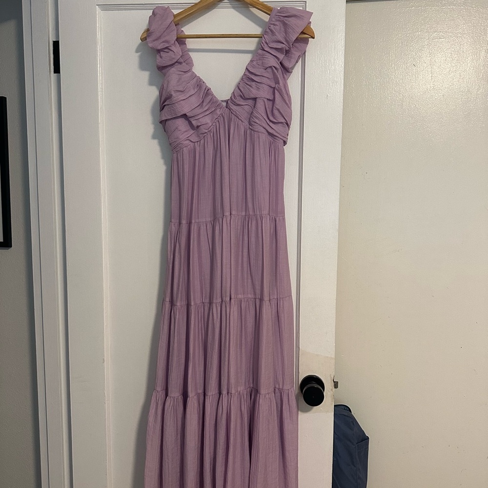 Chic Lilac Ruffle Maxi Dress
